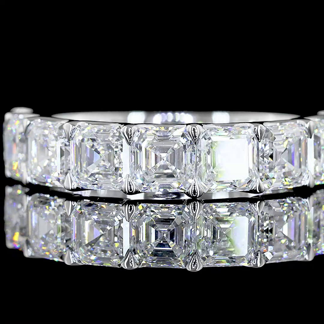 3ctw Asscher Prong Diamond Half Eternity Band