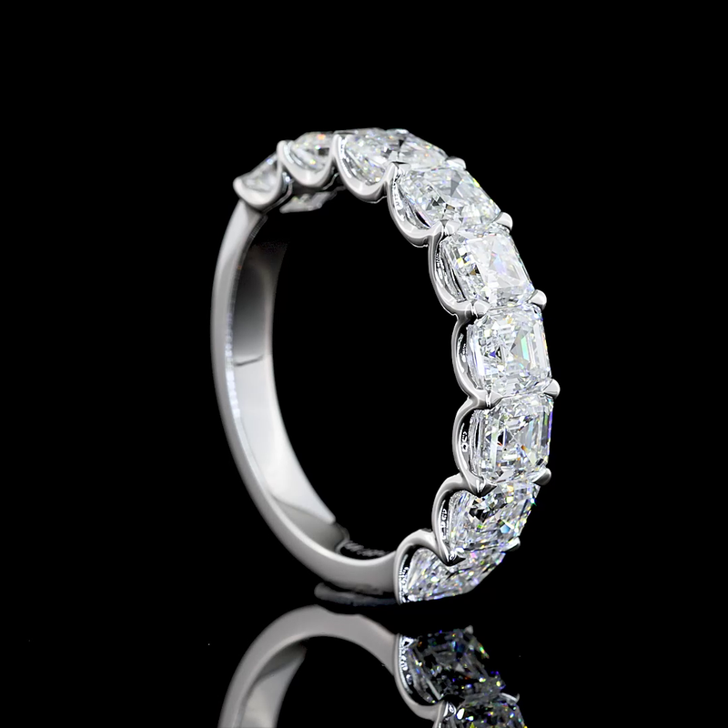 3ctw Asscher Prong Diamond Half Eternity Band