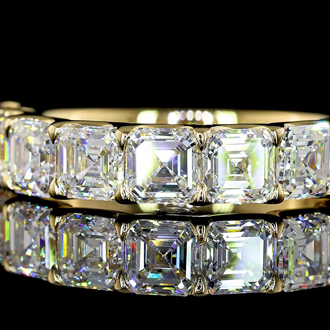 3ctw Asscher U Prong Diamond Half Eternity Band
