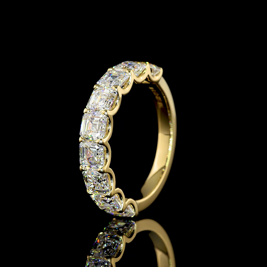 3ctw Asscher U Prong Diamond Half Eternity Band