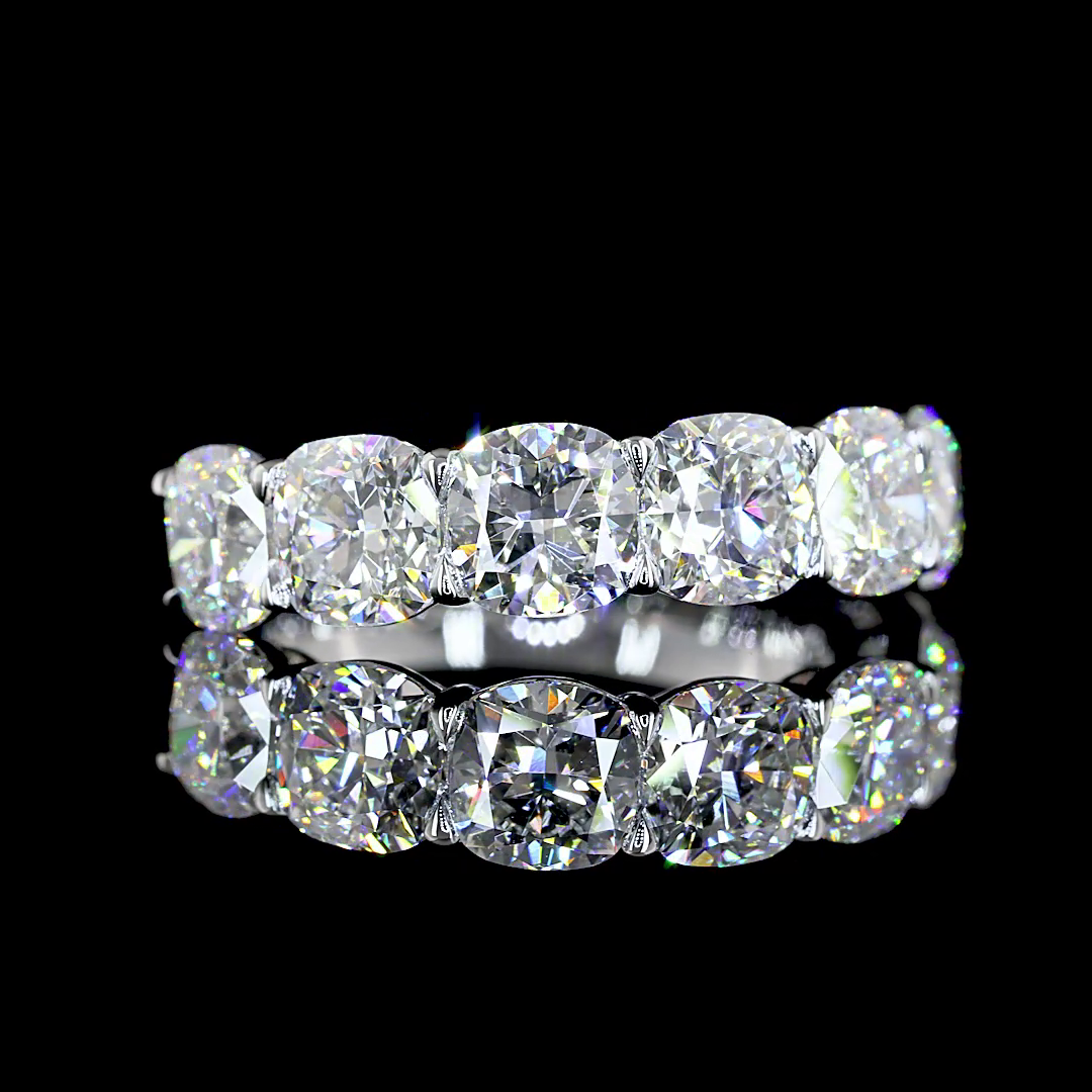 5ctw Cushion Prong Diamond Half Eternity Band