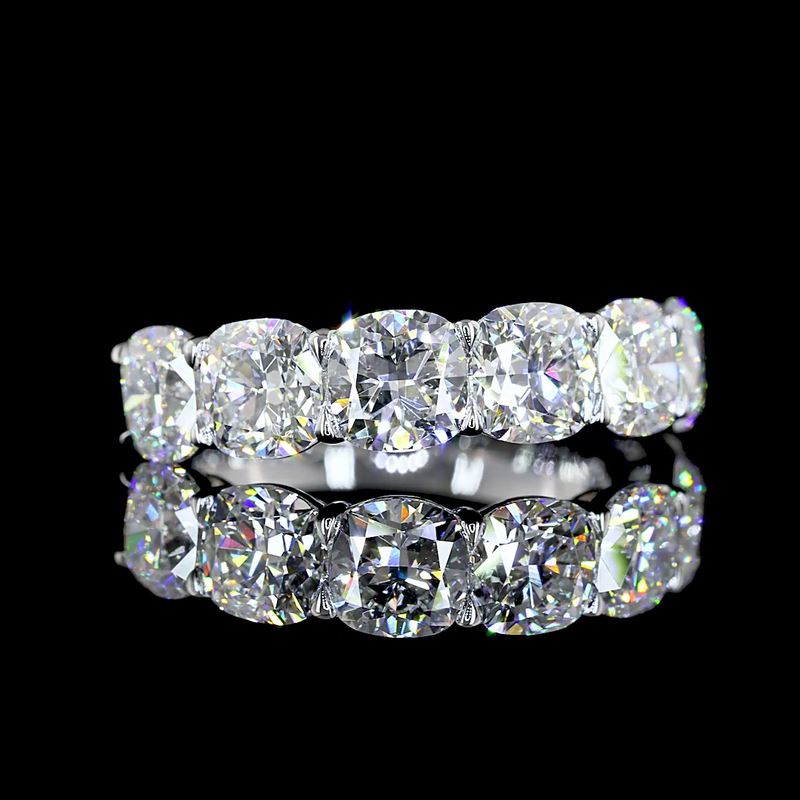 5ctw Cushion Prong Diamond Half Eternity Band
