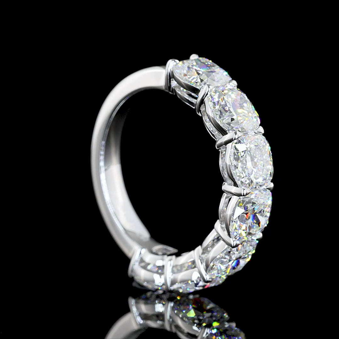 5ctw Cushion Prong Diamond Half Eternity Band