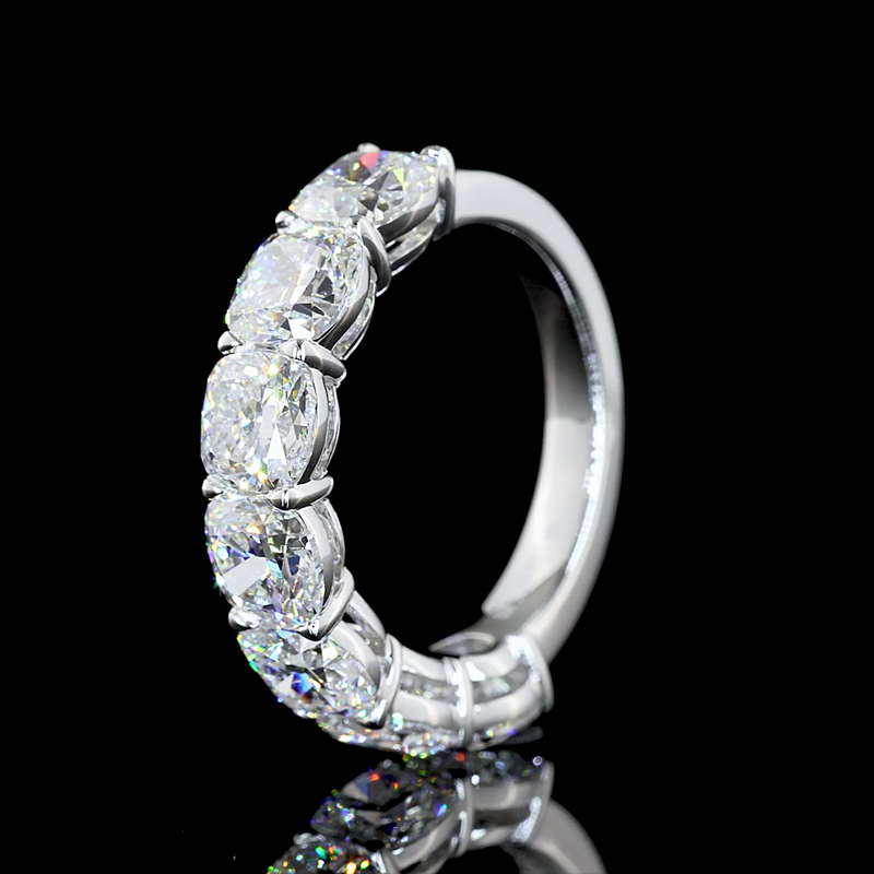 5ctw Cushion Prong Diamond Half Eternity Band