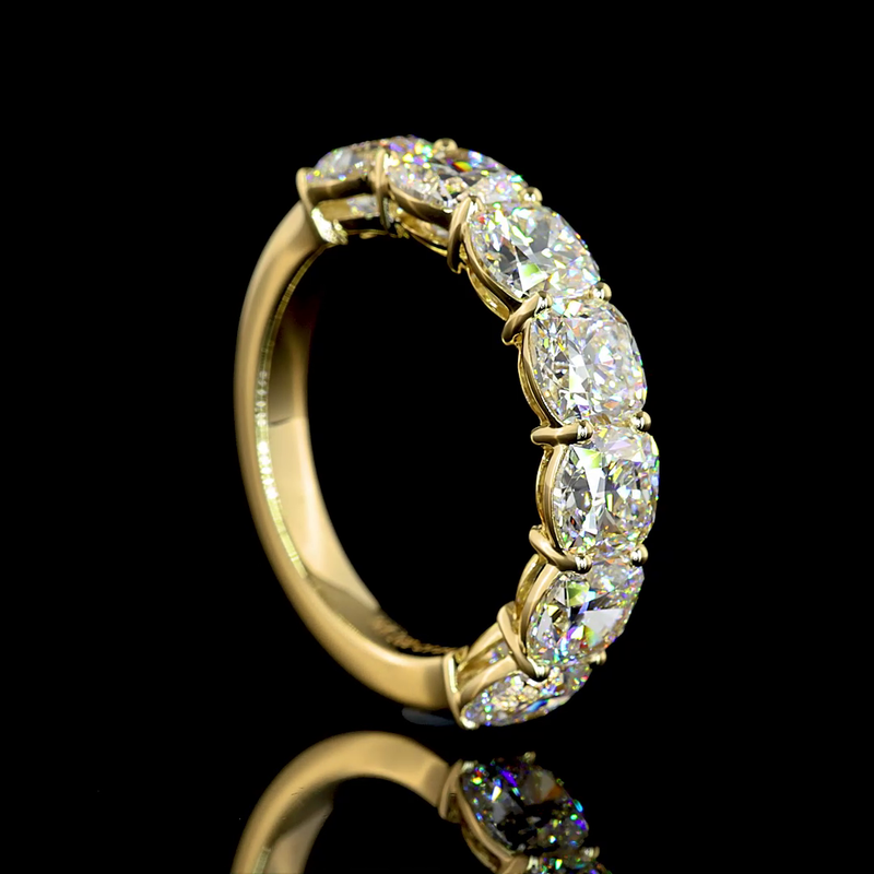 3-3/4ctw Prong Cushion Seven Stone Band