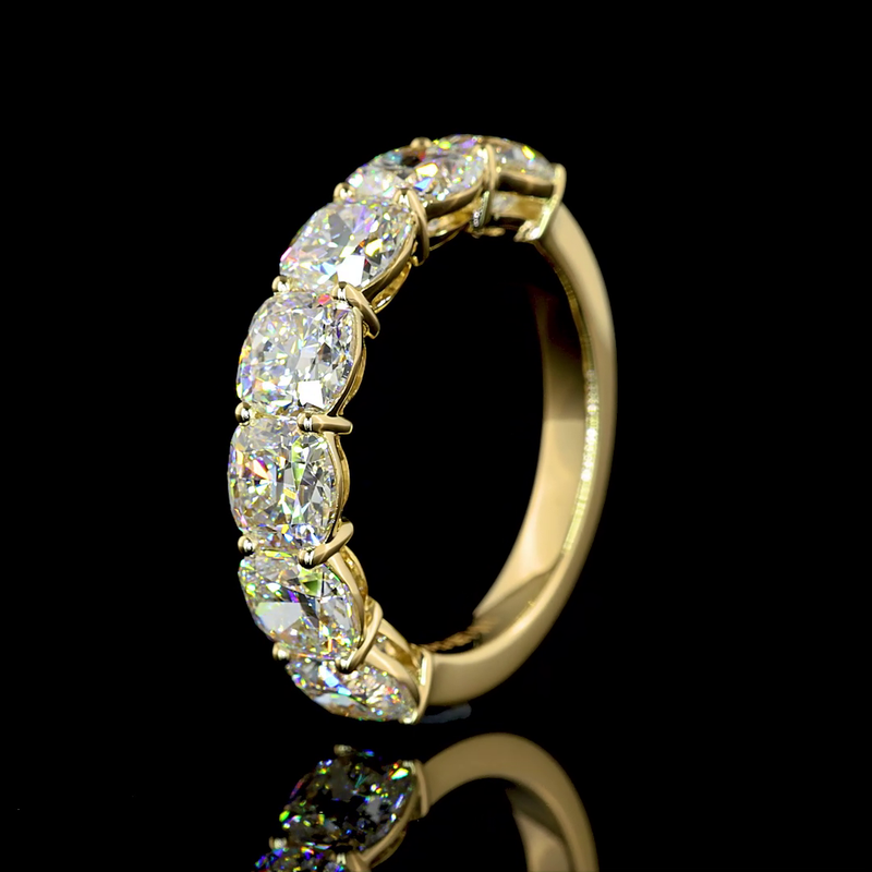 3-3/4ctw Prong Cushion Seven Stone Band