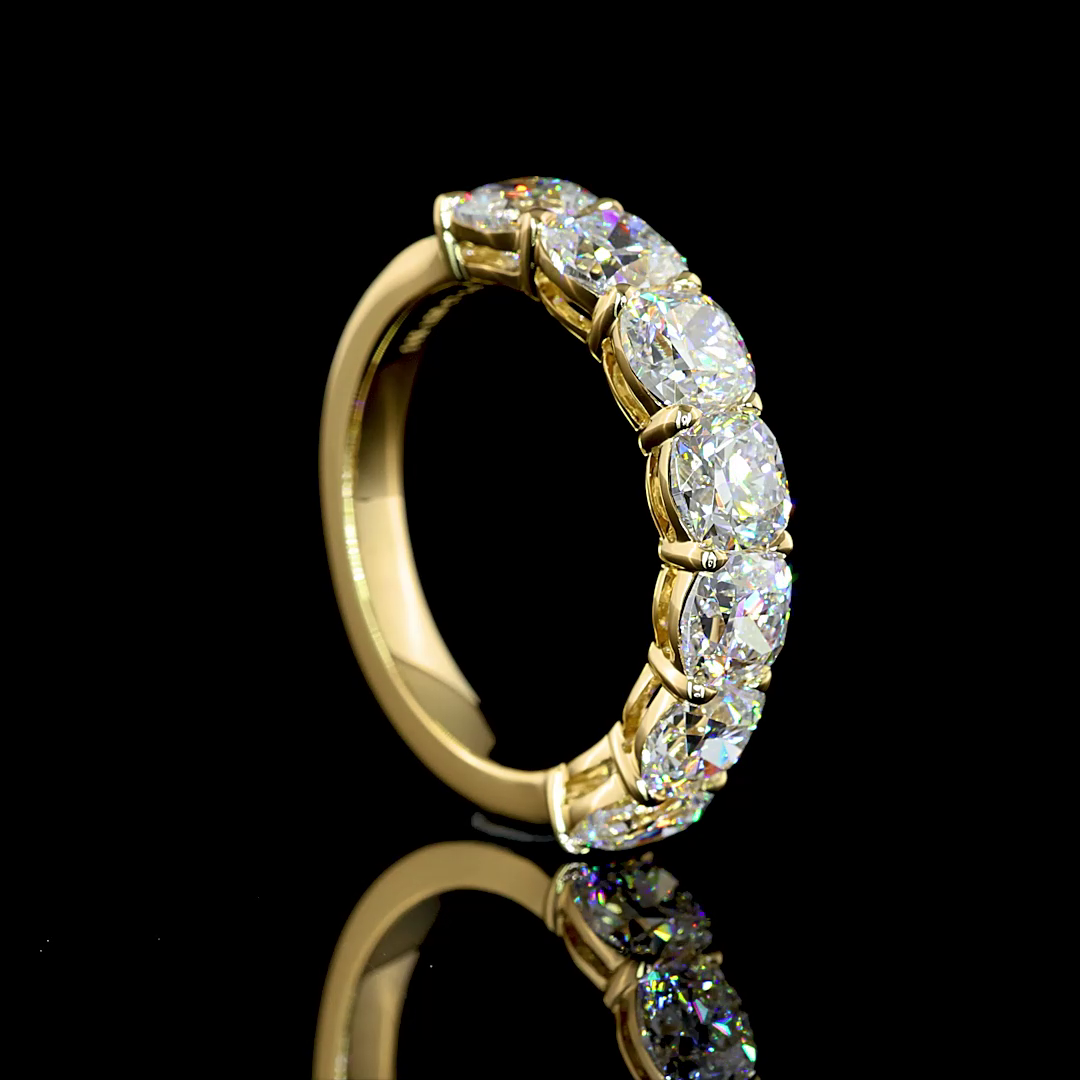 3-1/4ctw Prong Cushion Seven Stone Band