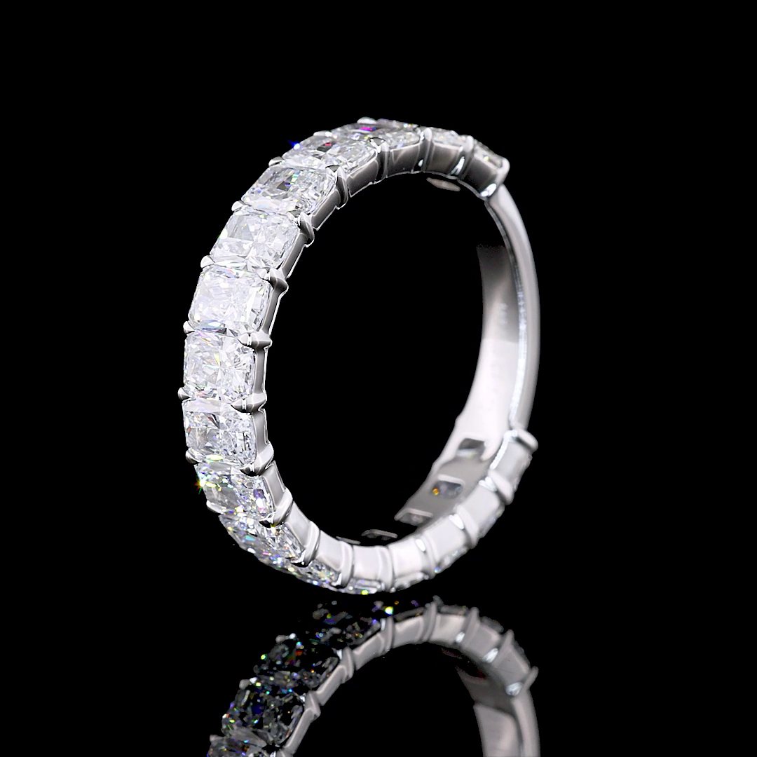 3ctw Radiant Prong Diamond 3/4 Eternity Band