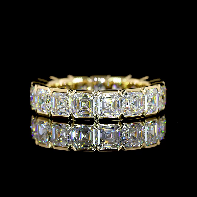 5ctw Asscher Half Bezel Diamond Eternity Band