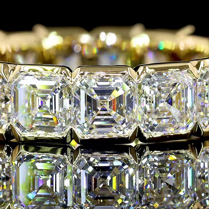 5ctw Asscher Half Bezel Diamond Eternity Band