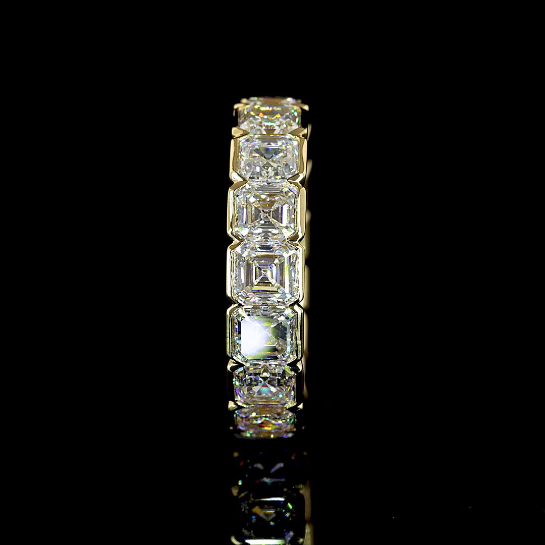 5ctw Asscher Half Bezel Diamond Eternity Band