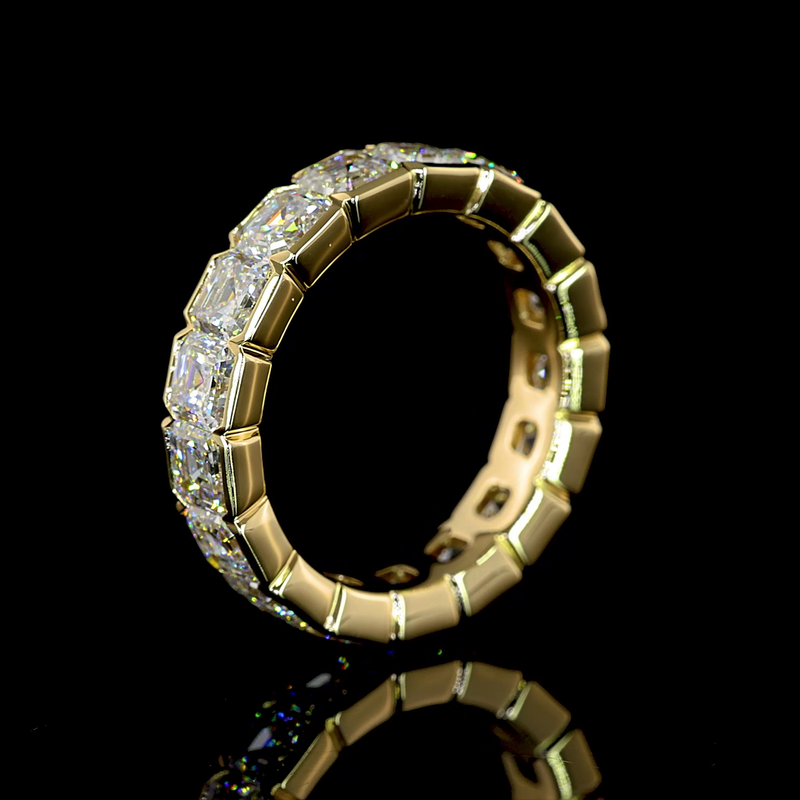 5ctw Asscher Half Bezel Diamond Eternity Band