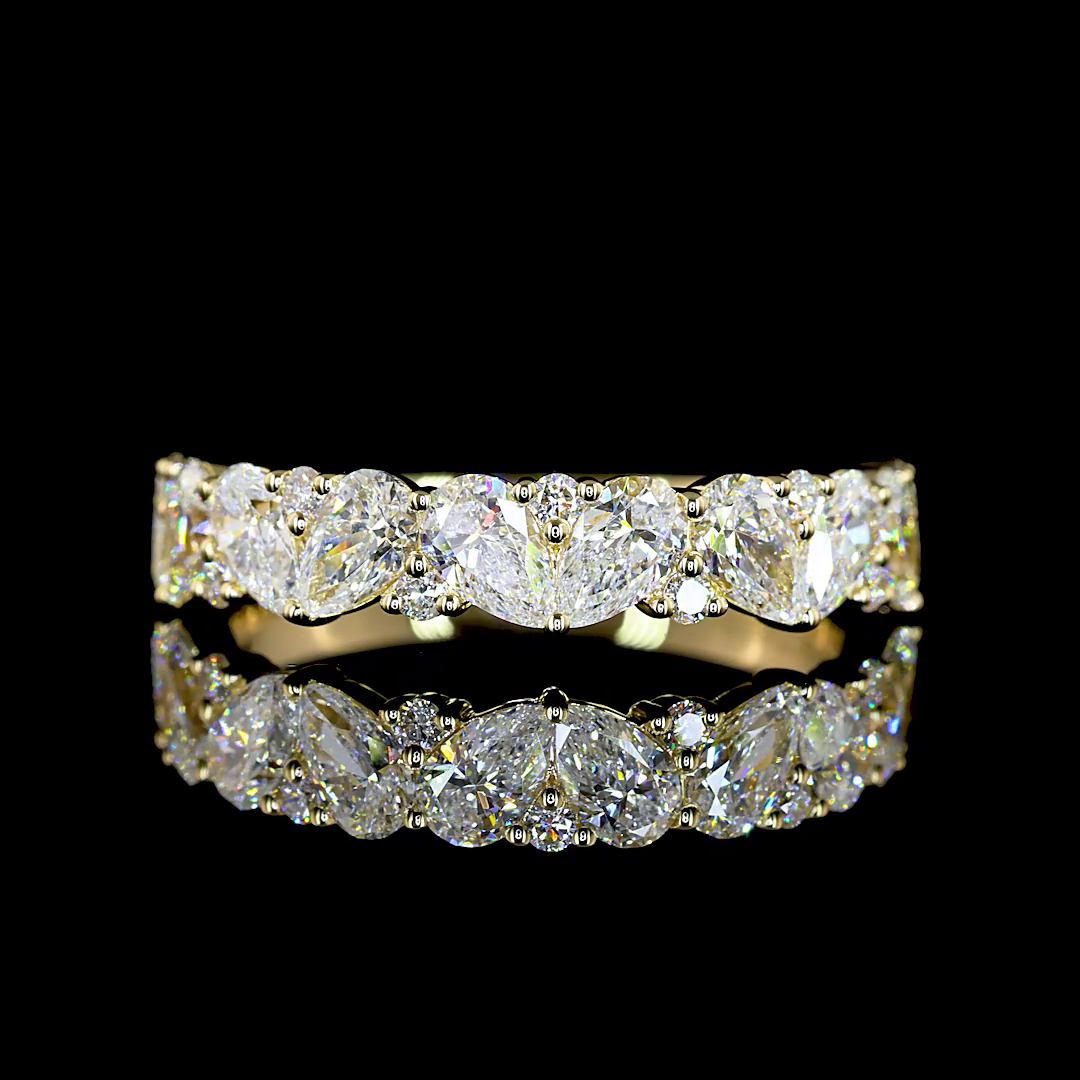 3-1/4ctw Prong Inclined Pear Half Eternity Band