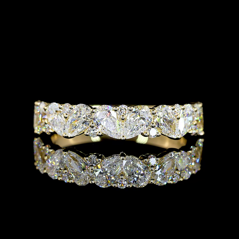 3-1/4ctw Prong Inclined Pear Half Eternity Band