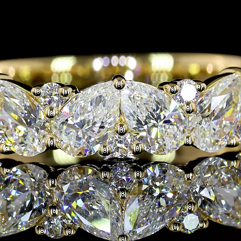 3-1/4ctw Prong Inclined Pear Half Eternity Band
