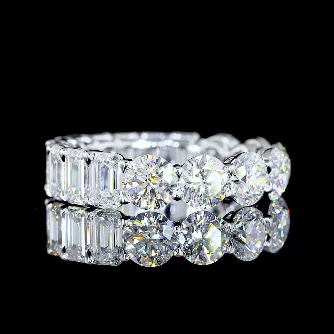 7ctw Emerald & Round Prong Diamond Eternity Band