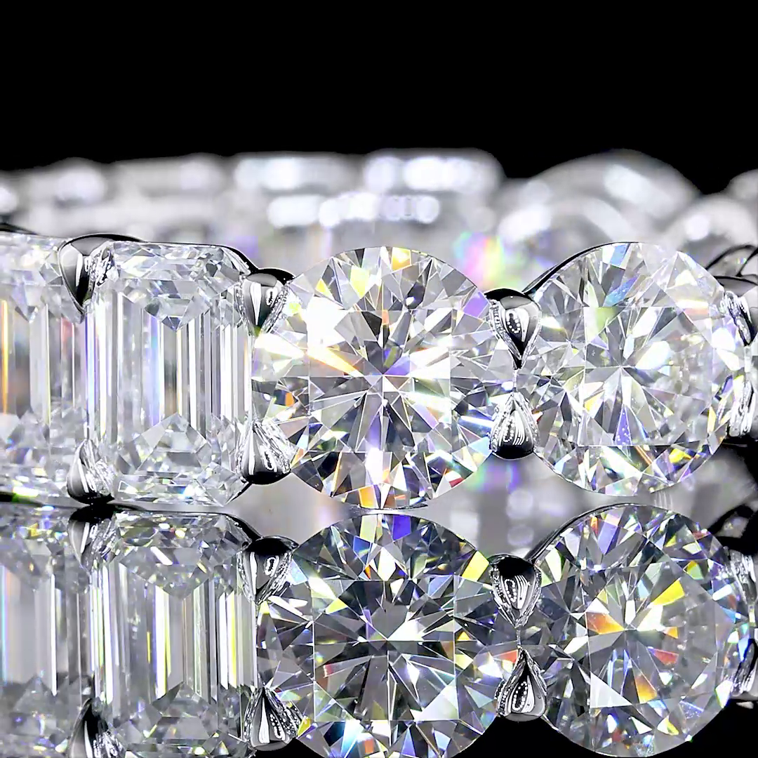 7ctw Emerald & Round Prong Diamond Eternity Band