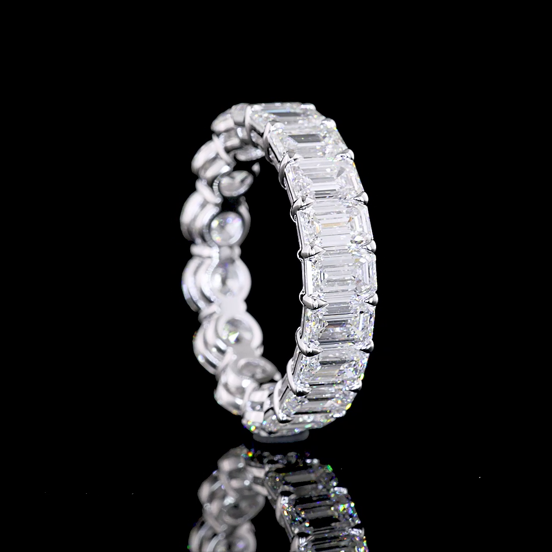 7ctw Emerald & Round Prong Diamond Eternity Band