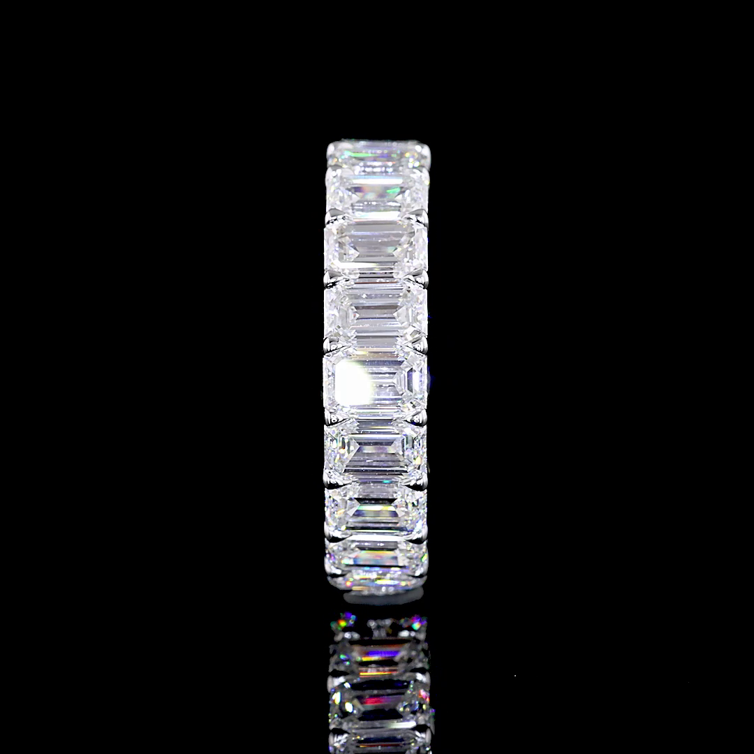 7ctw Emerald & Round Prong Diamond Eternity Band