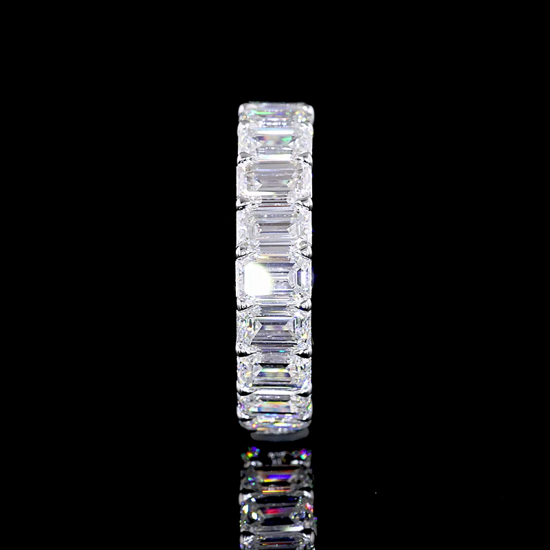 7ctw Emerald & Round Prong Diamond Eternity Band