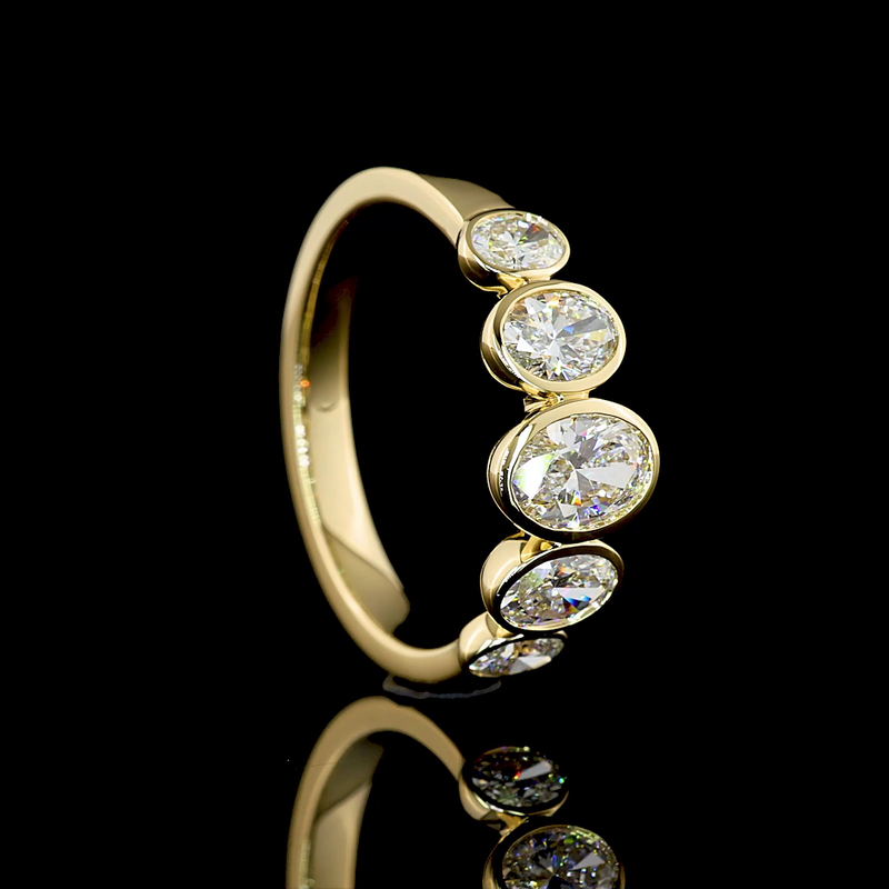 1-1/4ctw Bezel Oval Five Stone Band
