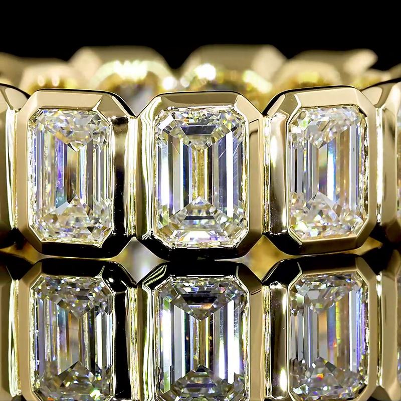 5ctw Emerald Bezel Diamond Eternity Band