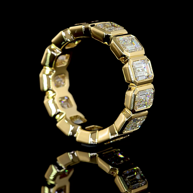 5ctw Emerald Bezel Diamond Eternity Band