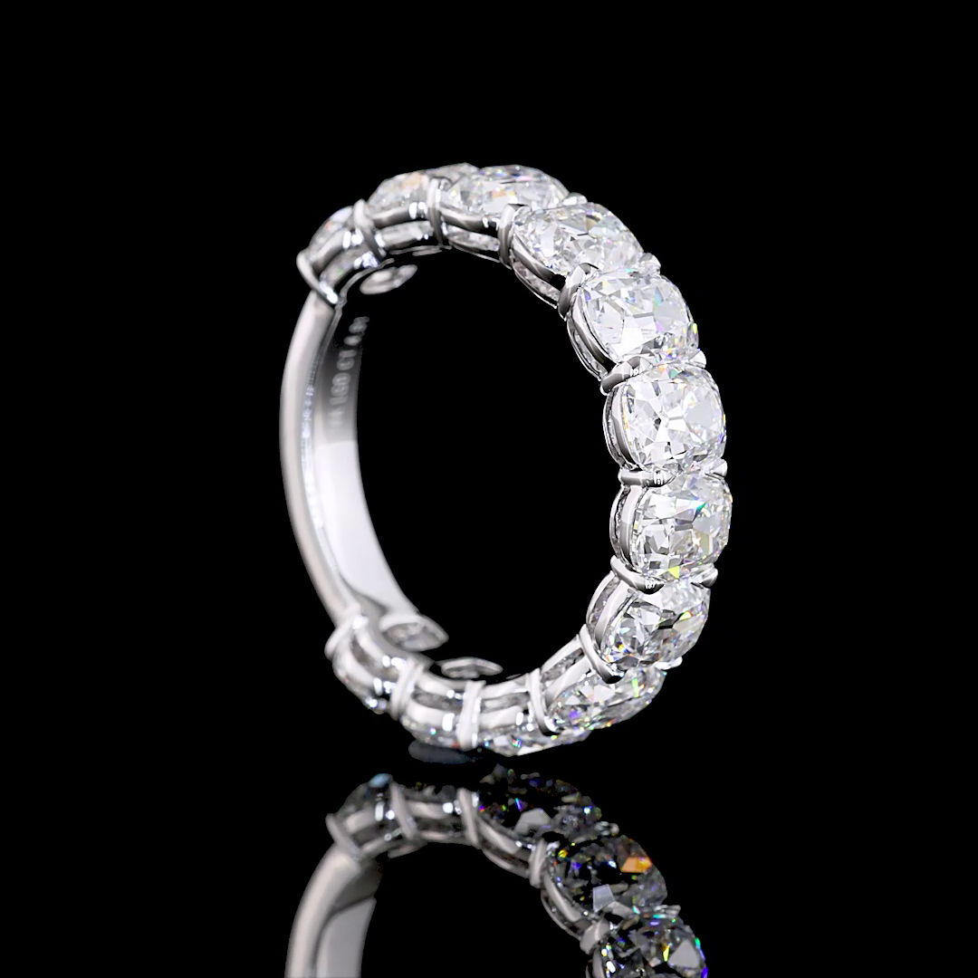 5ctw Antique Cushion Prong Diamond 3/4 Eternity Band