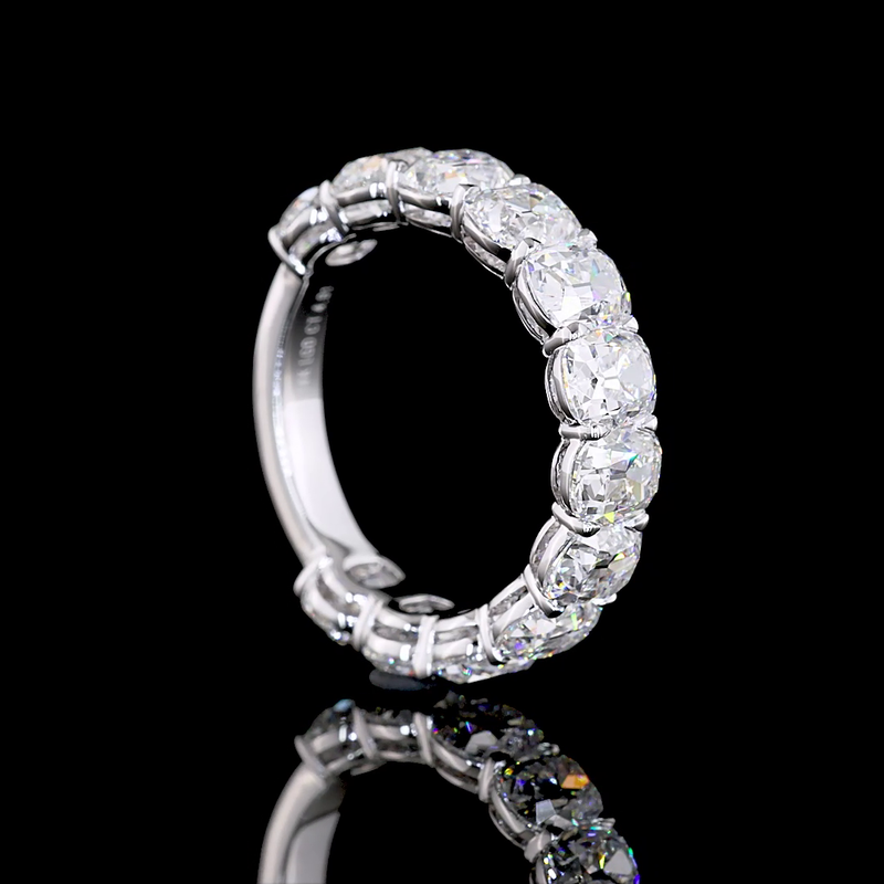 5ctw Antique Cushion Prong Diamond 3/4 Eternity Band