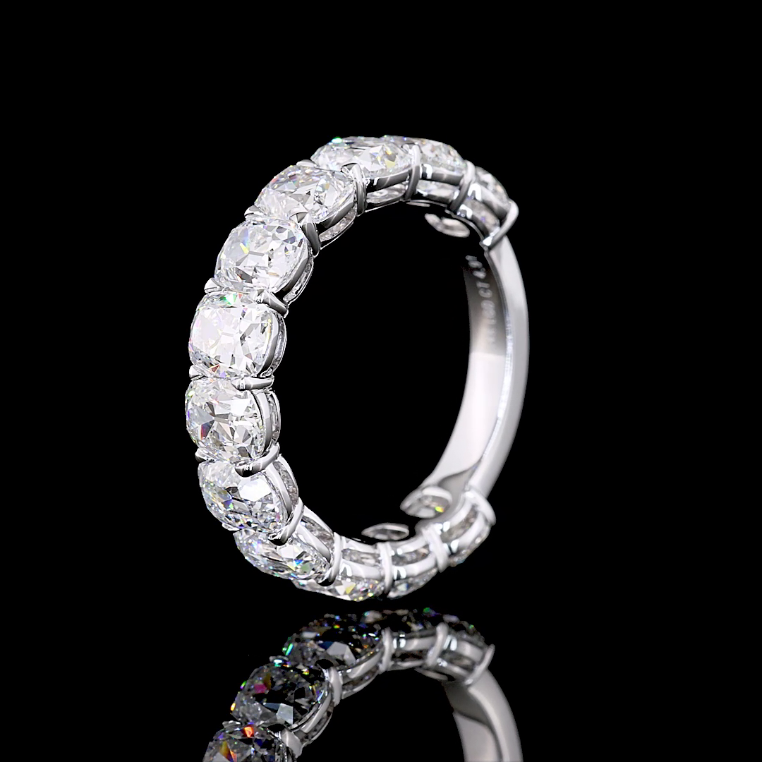 5ctw Antique Cushion Prong Diamond 3/4 Eternity Band