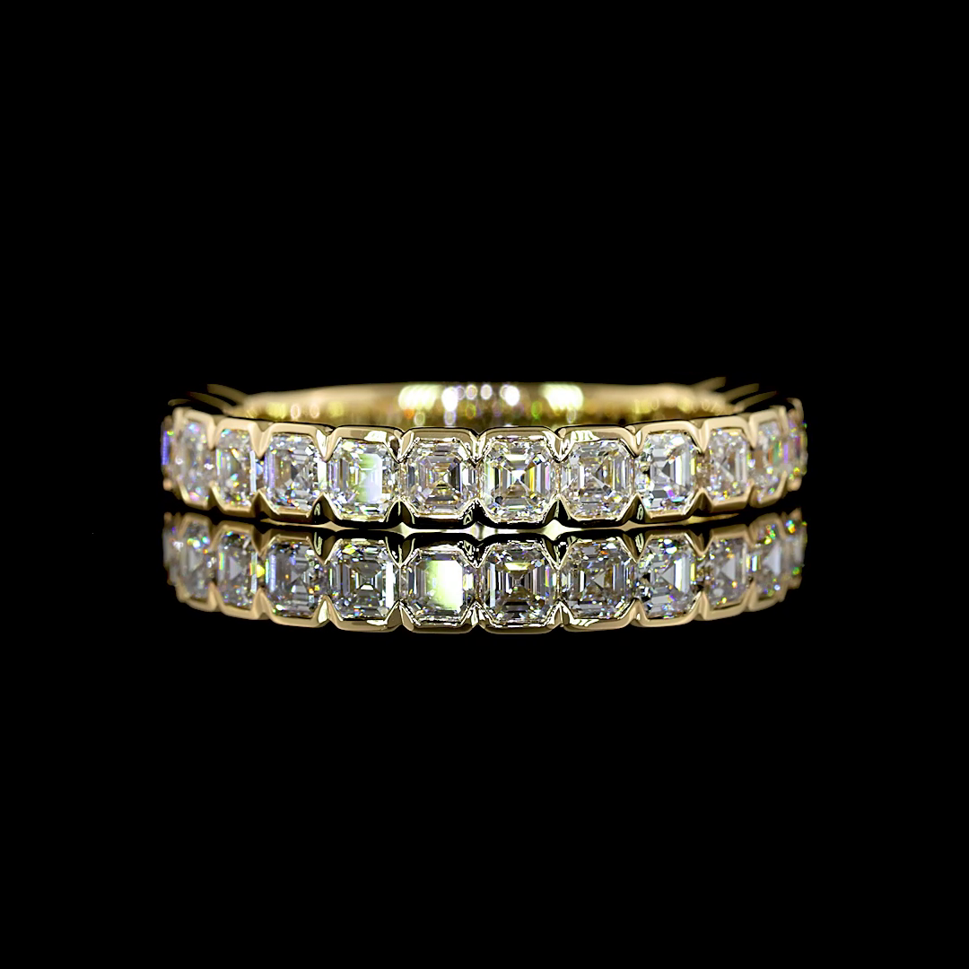 1-1/2ctw Half Bezel Asscher 3/4 Eternity Band