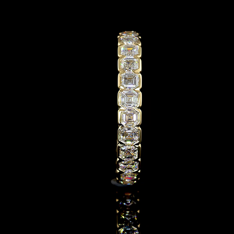 1-1/2ctw Half Bezel Asscher 3/4 Eternity Band