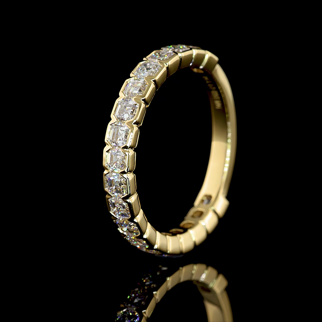 1-1/2ctw Half Bezel Asscher 3/4 Eternity Band