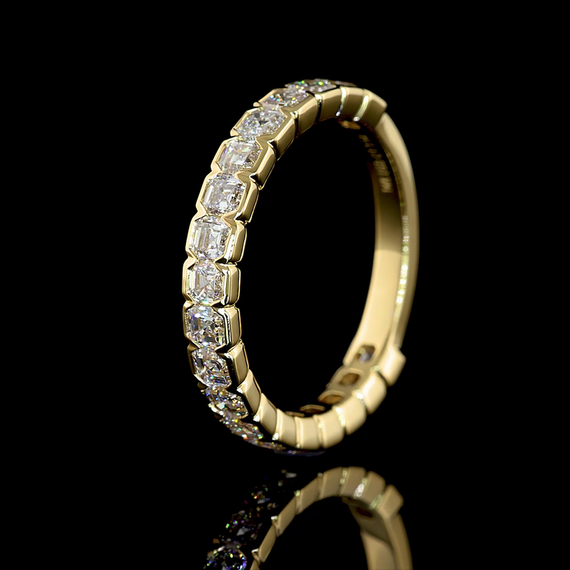 1-1/2ctw Half Bezel Asscher 3/4 Eternity Band