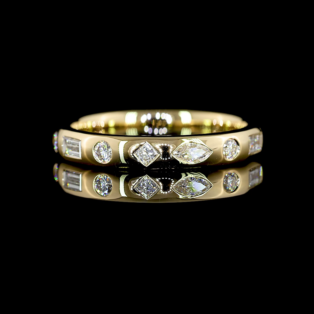 3/4ctw Flush East West Marquise, Round & Princess Eternity Band