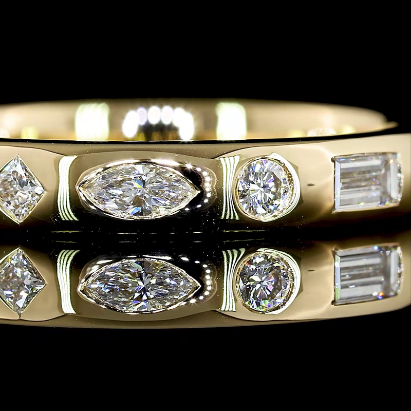3/4ctw Flush East West Marquise, Round & Princess Eternity Band