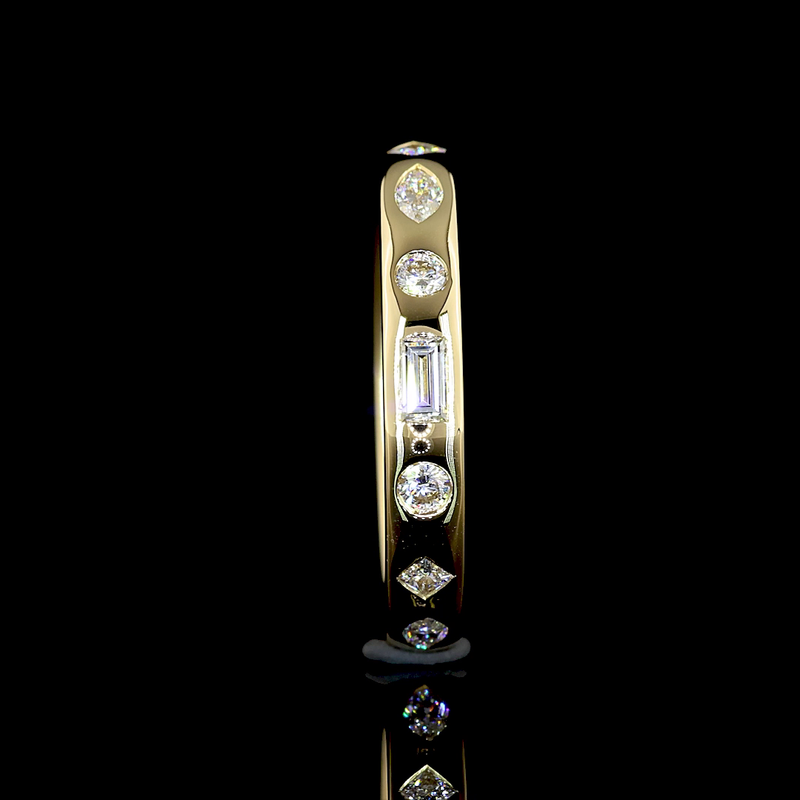 3/4ctw Flush East West Marquise, Round & Princess Eternity Band
