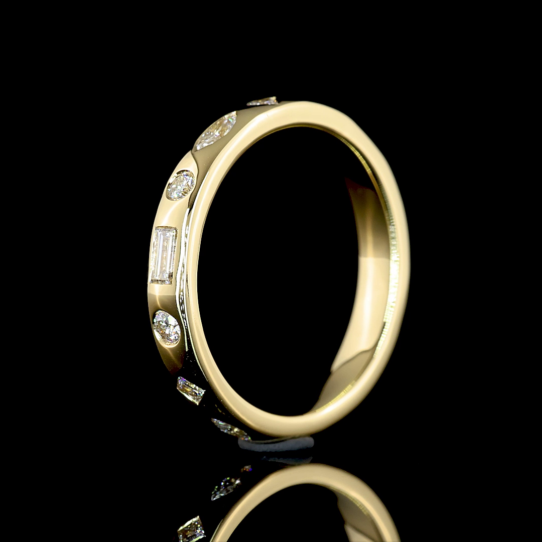 3/4ctw Flush East West Marquise, Round & Princess Eternity Band