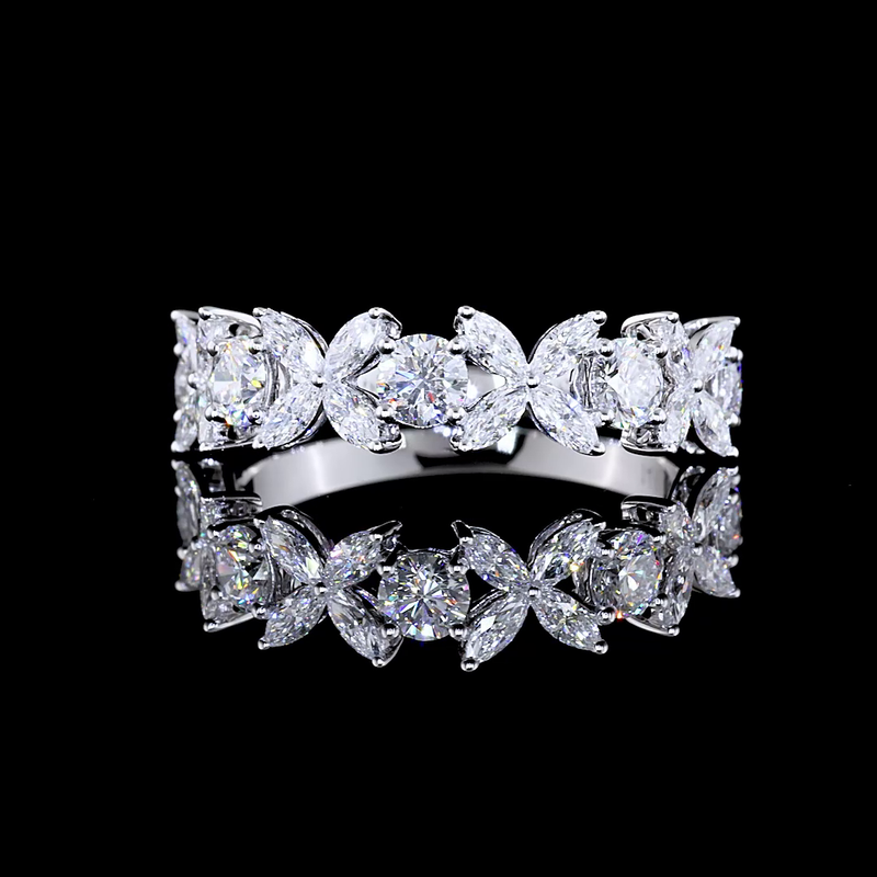 1-1/4ctw Prong Inclined Marquise Half Eternity Band