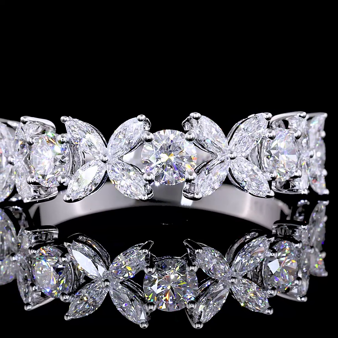 1-1/4ctw Prong Inclined Marquise Half Eternity Band