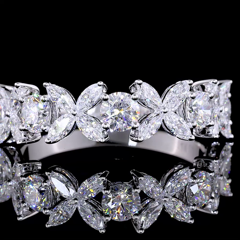 1-1/4ctw Prong Inclined Marquise Half Eternity Band