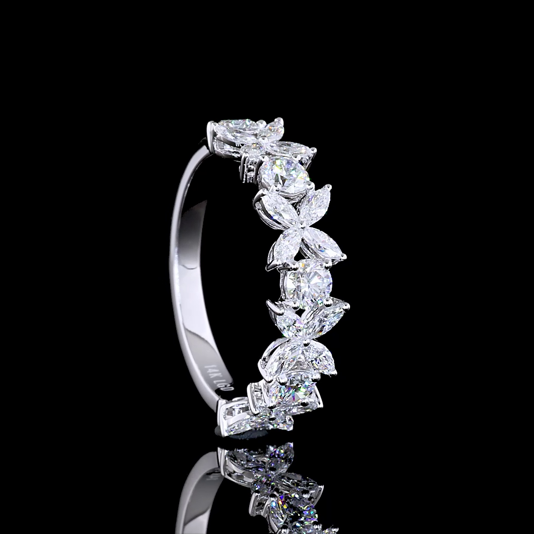 1-1/4ctw Prong Inclined Marquise Half Eternity Band