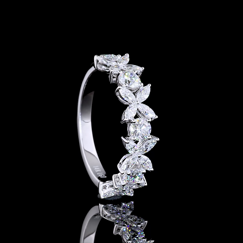 1-1/4ctw Prong Inclined Marquise Half Eternity Band