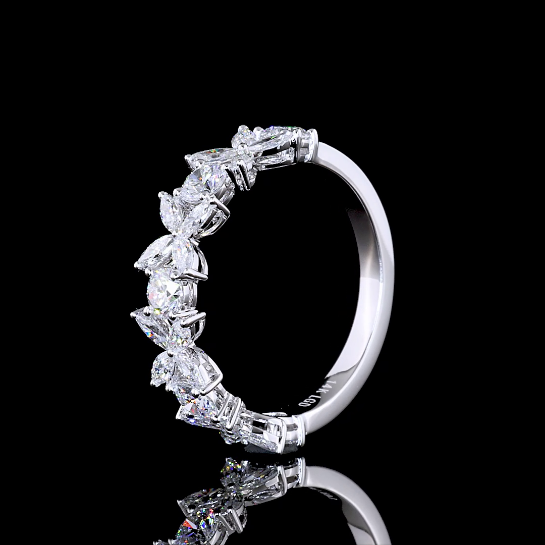 1-1/4ctw Prong Inclined Marquise Half Eternity Band