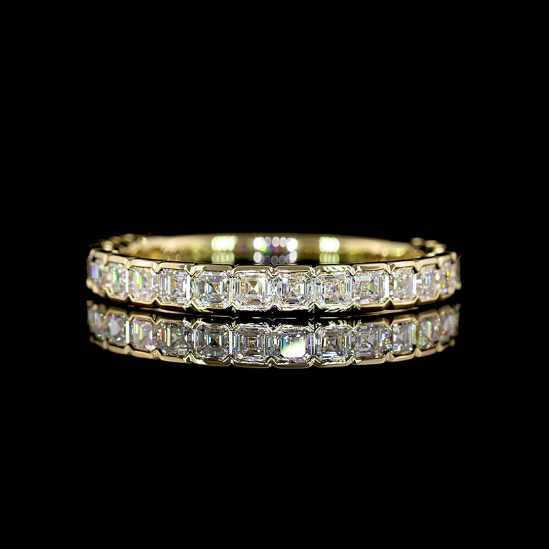 1ctw Half Bezel Asscher 3/4 Eternity Band