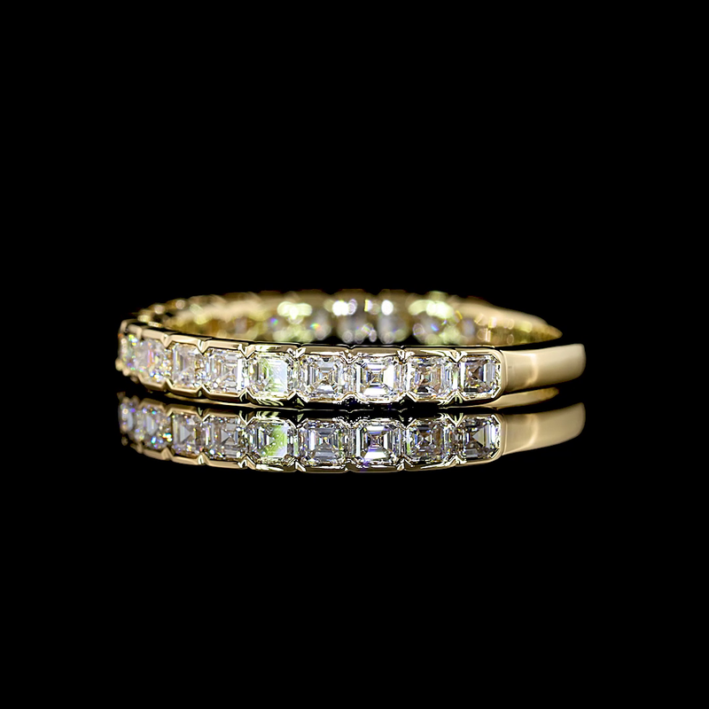 1ctw Half Bezel Asscher 3/4 Eternity Band