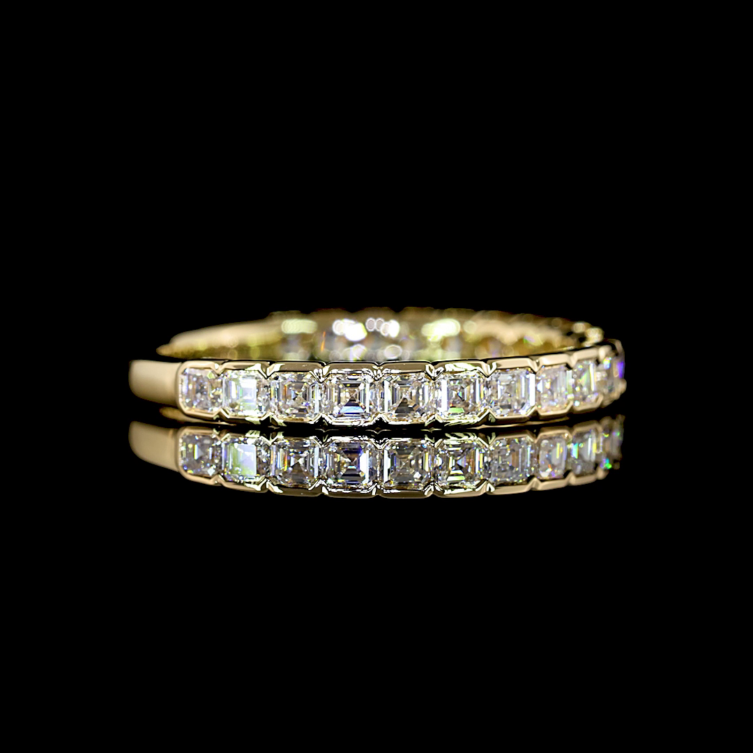 1ctw Half Bezel Asscher 3/4 Eternity Band