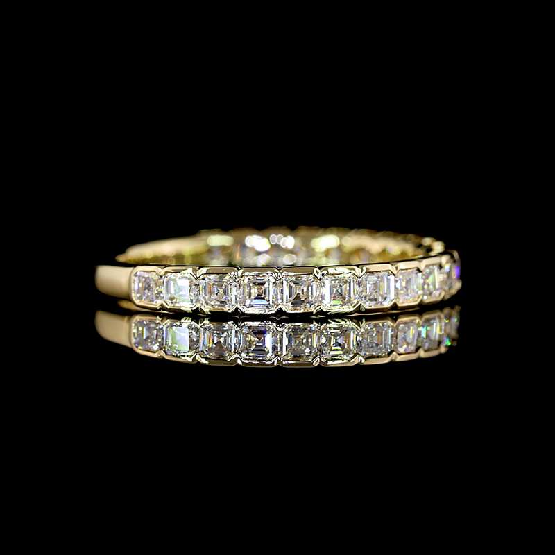 1ctw Half Bezel Asscher 3/4 Eternity Band