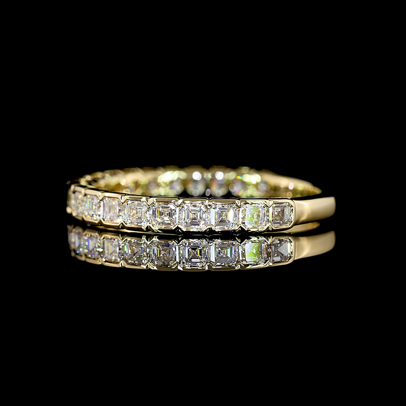 1ctw Half Bezel Asscher 3/4 Eternity Band