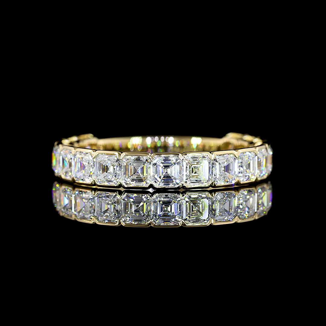 2ctw Asscher Half Bezel Diamond 3/4 Eternity Band